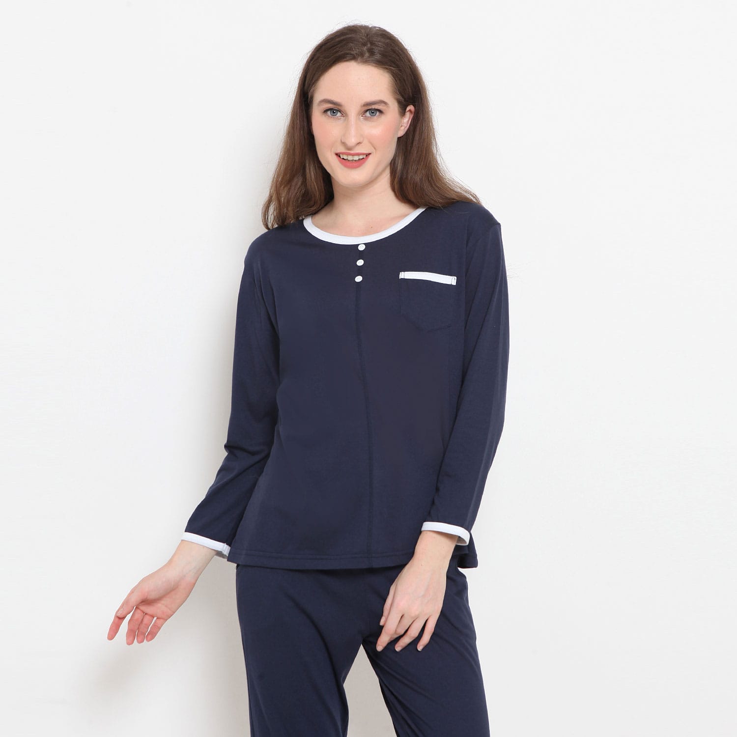 BP-10-D-NAVY-(1) Celia Sleepwear Top - Image 1